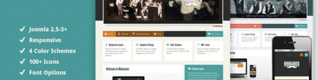 Rhubarber Joomla模板,響應